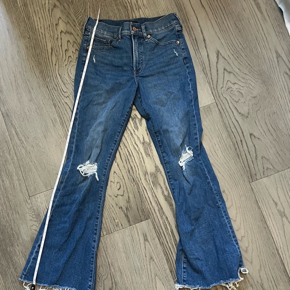 Express Distressed Blue Mid rise Flare Jeans - Picture 10 of 11